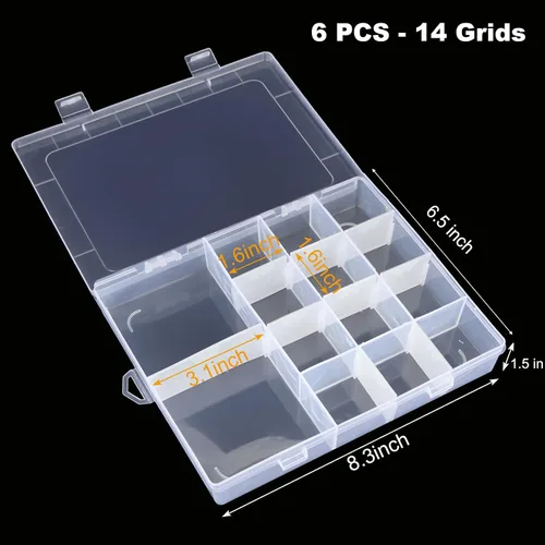 Miniatura 2 de Caja organizadora de plástico con 36 compartimentos y divisores - Organizador de 36 compartimentos, organizadores de aparejos transparentes
