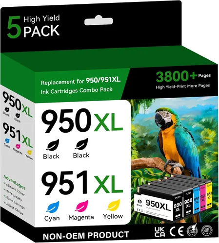 Paquete de 5 cartuchos de tinta 950XL 951XL para impresora HP compatibles con cartuchos de tinta HP 950 951, paquete combinado funciona con HP