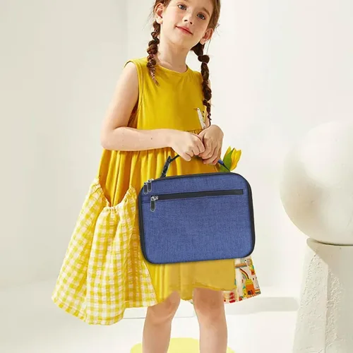 Miniatura 7 de Lonchera para niños y niñas, bolsa de almuerzo aislada duradera, lonchera para niños, bolsa de almuerzo para la escuela, azul oscuro