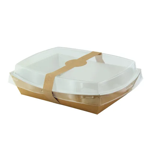 Miniatura 2 de PacknWood 210PAN850- Caja de ensalada de papel marrón - lonchera de bolsa marrón - cajas de manualidades marrones con tapas - caja de papel con tapa