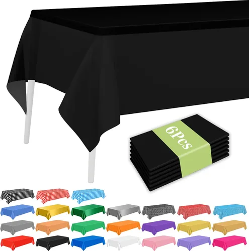 Miniatura 10 de PLULON 6 Pzas Manteles de Colores Arcoíris de Plástico Desechables Cubierta de Mesa para Mesas Rectangulares 54 x 108 Pulgadas Mantel Impermeable