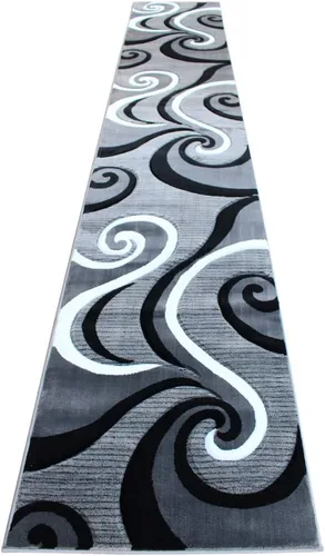 Miniatura 19 de Masada Rugs, Colección Sophia - Alfombra de área tallada a mano, moderna contemporánea, gris, blanco, negro (2 pies x 7 pies 3 pulgadas) - Pasillo