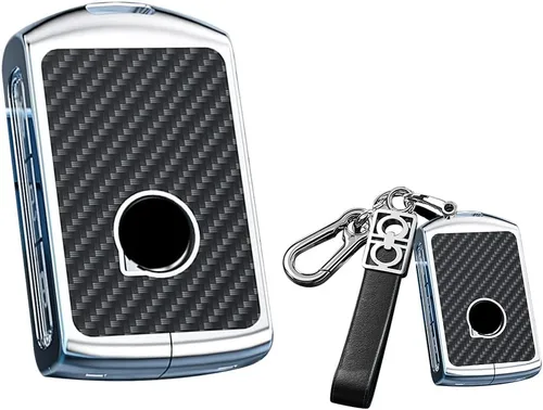 Miniatura 6 de SANRILY ABS+aleación de zinc sin llave para Volvo Key Fob Cover XC90 XC60 S60 XC40 S90 V60 Funda con llavero negro