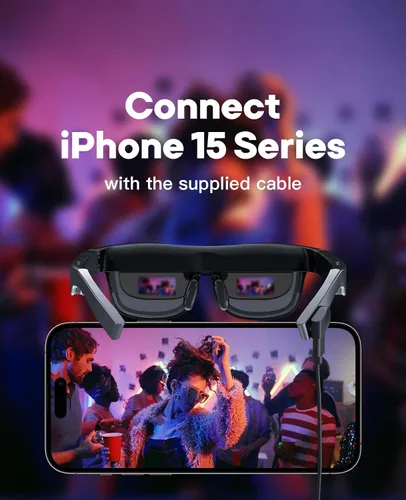 Miniatura 6 de Gafas AR, gafas inteligentes con teatro virtual OLED de 201 pulgadas, 1080P, película 3D, 50° FOV, brillo de 400 nits, transmisión de soporte, juego