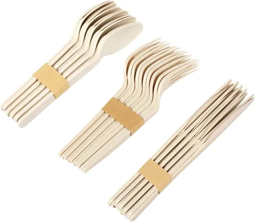 Miniatura 4 de Juego de cubiertos biodegradables de maíz, paquete de 120 cubiertos desechables, plástico de almidón de maíz compostable resistente para el hogar