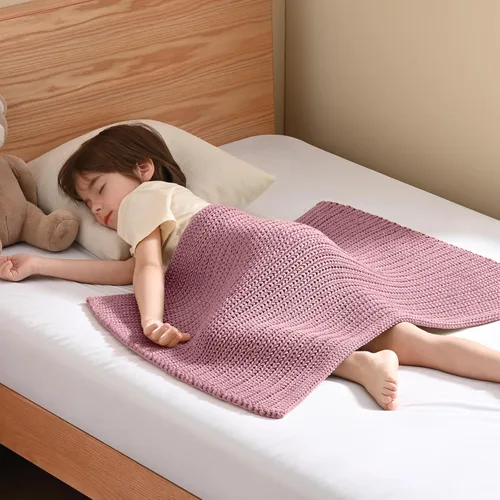 Miniatura 7 de Guohaoi Almohadilla de regazo con peso de punto (beige 20 x 30 pulgadas, 2 libras) sin cuentas, manta con peso refrescante para niños para siesta