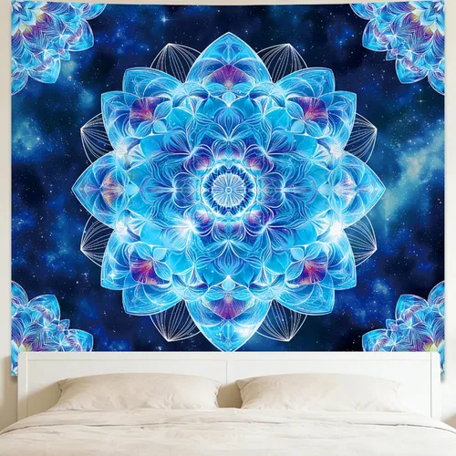 Miniatura 11 de Apdidl Tapiz bohemio de mandala negro para estética de dormitorio, decoración hippie, astrología espacial, arte de pared, tapices de techo, manta