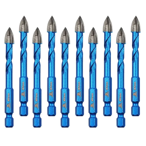 Miniatura 13 de Broca de diamante - BRSCHNITT Juego de brocas de 1/4 pulgada para albañilería para azulejos de porcelana, cerámica, piedra, granito, mármol, broca
