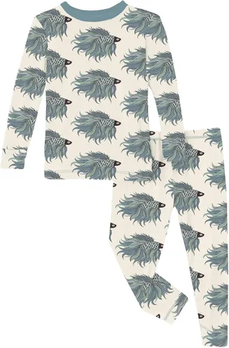 Miniatura 119 de KicKee Pants Conjunto de pijama de manga larga con estampado de piezas