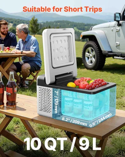 Miniatura 2 de VEVOR Refrigerador de automóvil de 12 V de 10 cuartos de galón, mini congelador portátil con control de aplicación, -4 ℉ a 68 ℉, 12/24 V CC