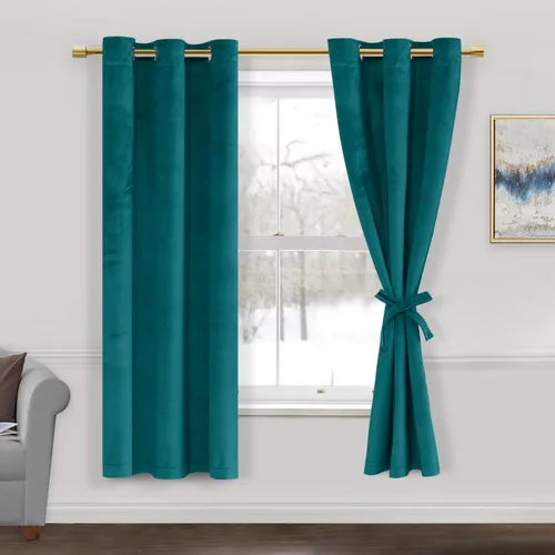 Miniatura 162 de JIUZHEN - Cortinas de terciopelo gris de 63 pulgadas opacas para sala de estar - Cortinas gruesas de terciopelo con ojales para ventana