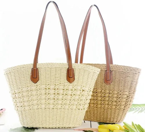 Miniatura 6 de Bolso Hobo de paja para mujer, bolso de hombro tejido, bolso grande para viajes de verano, playa, bolso hecho a mano