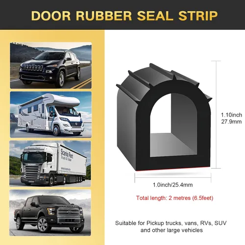 Miniatura 4 de Sello de goma para puerta en forma de D, burlete para puertas de camiones y cámper, tira de sello de goma autoadhesiva EPDM de 1 pulgada