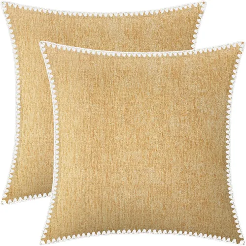 Miniatura 46 de BRAWARM Fundas de almohada 40x40 cm - Paquete de 2 fundas de almohada de chenilla negra, fundas de almohada de chenilla suave teñida sólida