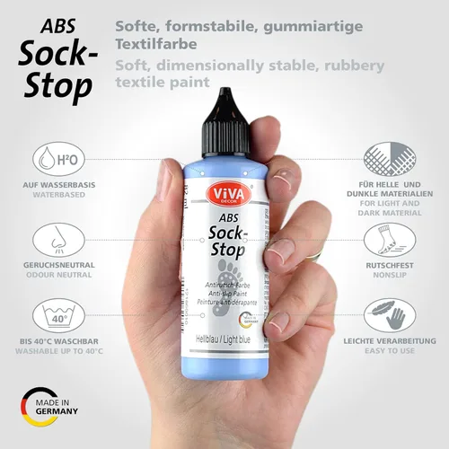Miniatura 2 de Viva Decor ABS Sock Stop (82 ml, azul claro) - Pintura para telas para calcetines antideslizantes, alfombras de baño y más - Sin látex, a base