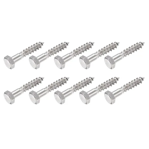 Miniatura 22 de METALLIXITY Tornillos hexagonales (M6 x 1.575 in), 10 unidades, pernos de madera autorroscantes de acero inoxidable 304, para aplicaciones domésticas