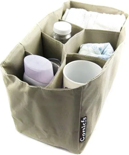 Miniatura 3 de Comicfs Organizador de inserción de bolsa de pañales para bebé (Dimensiones: 12 X 6.4 X 8 pulgadas, caqui)