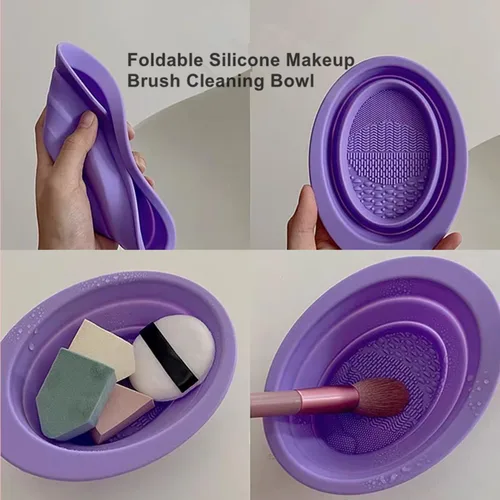 Miniatura 3 de Soporte giratorio para brochas de maquillaje con tapa, organizador de maquillaje transparente a prueba de polvo para encimera de tocador, incluye un