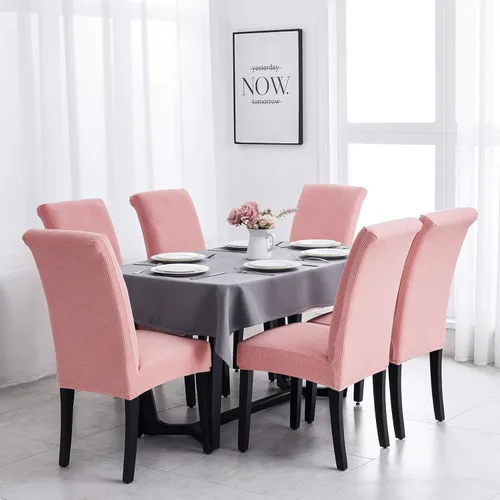 Miniatura 5 de Joccun - Juego de 4 fundas para sillas de comedor, fundas elásticas para sillas de comedor, fundas de asiento para sillas de comedor, funda de Rosa