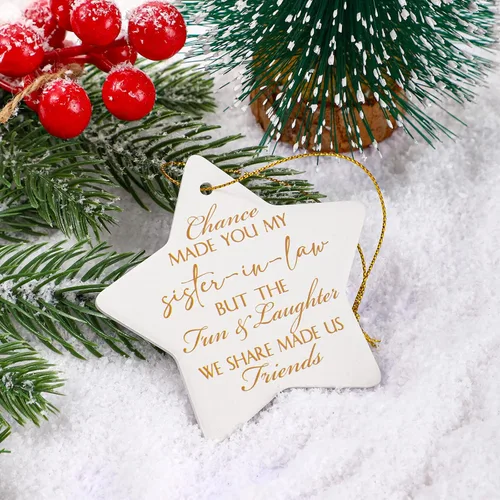Miniatura 4 de Sieral Adornos colgantes de Navidad para cuñada 2026, ideas de regalos para cuñada, decoración de árbol de Navidad de porcelana, letrero