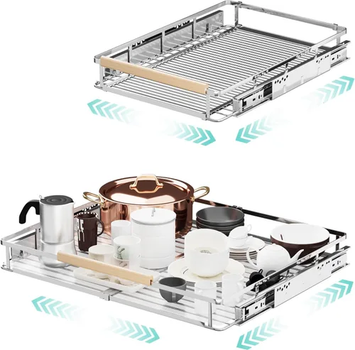 Paquete de 2 organizadores extensibles extraíbles para gabinetes, 17.1-28 pulgadas de ancho x 22.5 pulgadas de profundidad | Adjustable Width, Under