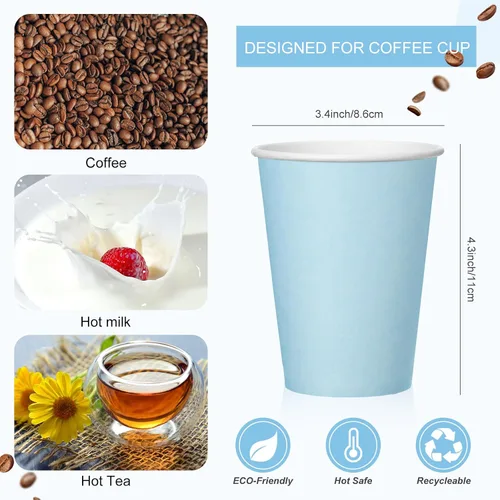 Miniatura 2 de Patelai 48 piezas de tazas de café desechables de 12 onzas con tapas y asas al por mayor, taza de papel aislada para chocolate caliente para bebidas