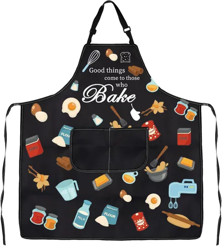 Miniatura 5 de CMNIM Delantales divertidos para mujeres y hombres, regalos para hornear para panaderos, delantal de cocina con bolsillo, regalos para amantes