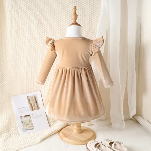 Miniatura 59 de IDOPIP Vestido tutú de terciopelo para niñas pequeñas, vestido de manga larga para princesa, Navidad, cumpleaños, fiesta, boda, vestidos de otoño e