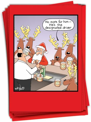 Miniatura 11 de NobleWorks - 12 divertidas tarjetas navideñas de dibujos animados con sobres - Divertido humor cómico en caja, saludos navideños
