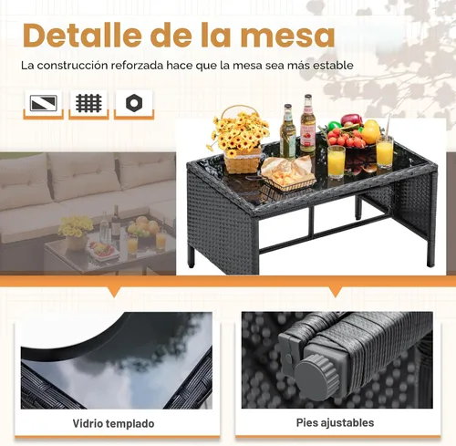 Miniatura 3 de Devoko - Juego de muebles de patio al aire libre, 3 piezas de sofá seccional de ratán impermeable para todo tipo de clima, sofá en forma de L