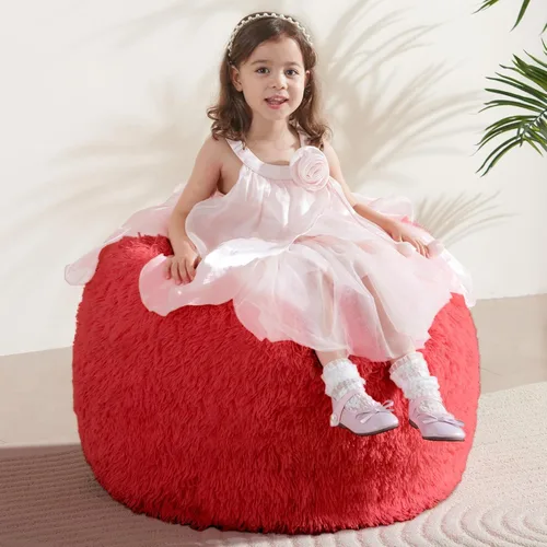 Miniatura 13 de Bean Bag Cover (No Filler) Soft Faux Fur Stuffed Animal Bean Bag Storage, Fluffy Plush Bean Bag Chair Cover Washable, Comfy Bean Bag Covers for Dark