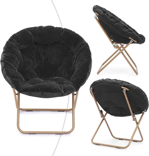 Miniatura 7 de Magshion Silla plegable tipo platillo para adultos con otomana, silla de lectura circular para dormitorio, sala de estar y residencia estudiantil
