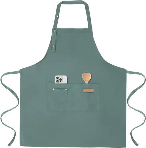 Miniatura 11 de Tosewever Delantales de Arte para Mujeres Pintura Cerámica Horneado, Delantal de Cocina con Correas de Hebilla para Hombres con Bolsillos para Chef