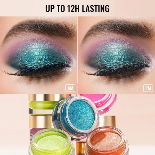 Miniatura 43 de Oulac Sombra de ojos en crema con brillo también para iluminador Sombra de ojos mezclable Resistente al agua y de larga duración con fórmula Pureza