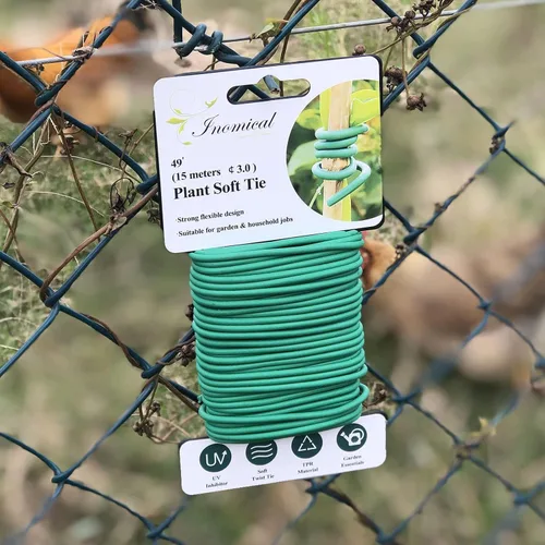 Miniatura 6 de Alambre suave para plantas, lazos de goma reutilizables de 49.2 pies, alambre de jardín resistente para plantas, amarre de plantas de giro suave