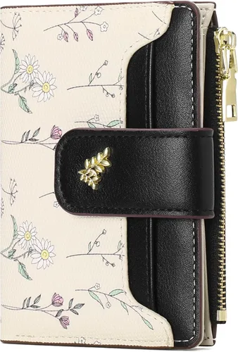 Miniatura 7 de GAEKEAO Billeteras pequeñas para mujer, con bloqueo RFID, de cuero, plegable, con cremallera, bolsillo para tarjetas de crédito, con ventana