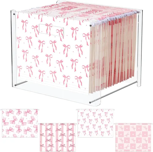 Miniatura 8 de Dispowreath 24 Carpeta colgante con organizador acrílico para caja de almacenamiento de archivos de escritorio tamaño carta/A4 con asas