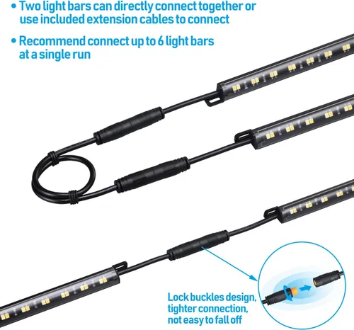 Miniatura 5 de TORCHSTAR kit de iluminación LED segura 5CCT, regulable (6) barras de luz enlazables de 12 pulgadas, 3000K/3500K/4000K/4500K seleccionables, kit