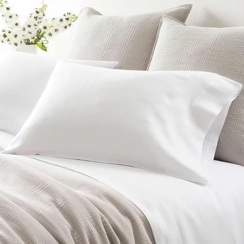 Pine Cone Hill Lush Linen - Fundas de almohada blancas, tamaño King, patrón sólido blanco