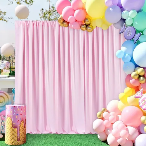 Miniatura 15 de Cortina de fondo negra: 2 paneles de 5 pies x 10 pies - Cortina de fondo de fotos de poliéster para escenario de boda, fiesta de cumpleaños