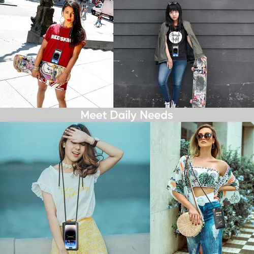 Miniatura 5 de Bolso cruzado pequeño para teléfono celular para mujeres y hombres, mini bolso de hombro de cuero con tarjetero y ranura para collar, cordón