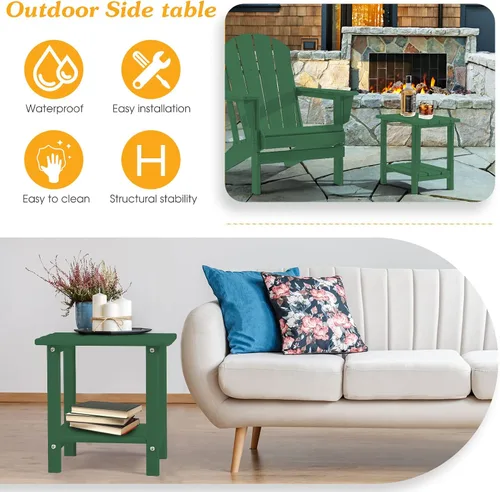 Miniatura 5 de Apolimi Adirondack - Mesa auxiliar para exteriores, mesa auxiliar de patio resistente de 2 niveles, resistente a la intemperie, mesa auxiliar sólida