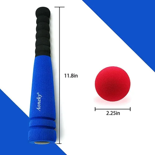 Miniatura 6 de Aoneky Bate y pelota de béisbol de espuma mínima azul de 11.8 pulgadas 1 murciélago azul y 1 bola roja