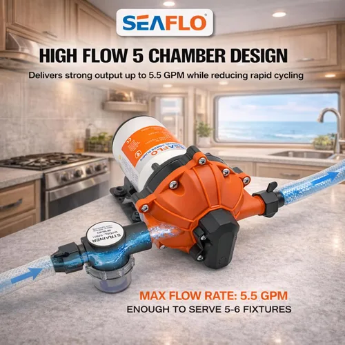 Miniatura 6 de SEAFLO bomba de agua de diafragma de alta presión, 12V, 5.5 GPM, 60 PSI