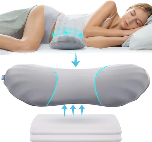 Almohada de apoyo lumbar ajustable RESTCLOUD de espuma viscoelástica para dormir, almohada de apoyo para la espalda con alivio del dolor lumbar y