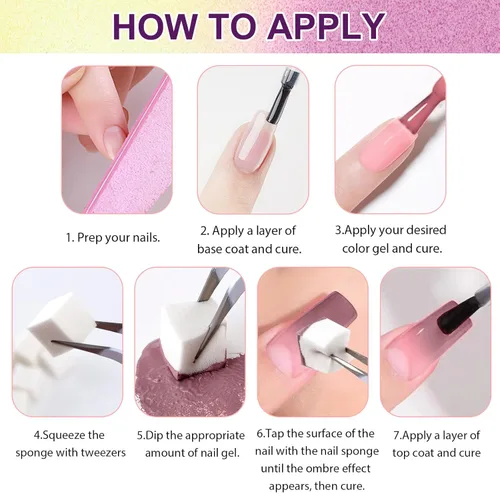 Miniatura 4 de Gel de Pintura con Degradado, 12 Colores Brillantes de Esmalte de Uñas en Gel Ombré para Uñas con Pigmento Pat Aura, Manicura Francesa DIY, Arte