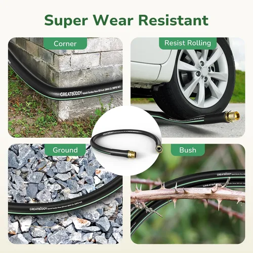 Miniatura 6 de GreatBuddy Manguera de jardín de 3 pies, 5/8 pulgadas, manguera híbrida resistente, flexible y ligera, explosión de 600 PSI con accesorios de latón