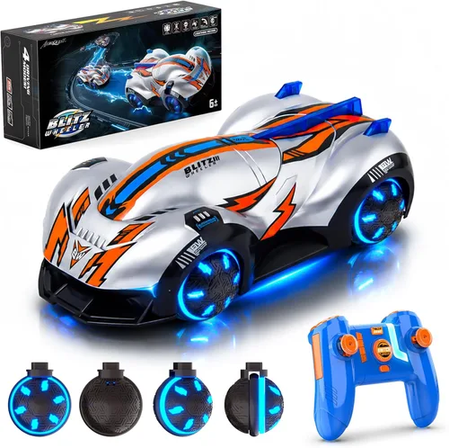 AEROQUEST Rueda esférica RC Stunt Car, velocidad proporcional y dirección, ruedas ajustables de 30 a 90°, giro de 360°, deriva de cola de pez,