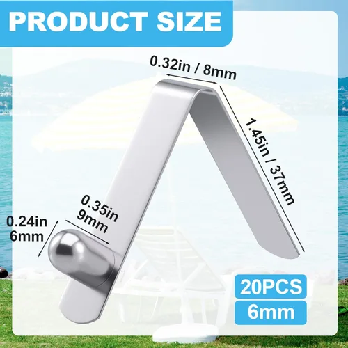 Miniatura 2 de SmallCat 20 pines de resorte con botón, clips de poste de acero inoxidable, clips de resorte de paleta de kayak de 0.236 in, accesorios de tubo