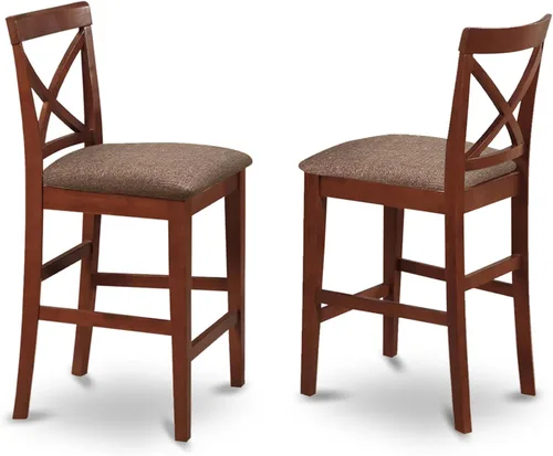 Miniatura 5 de East West Furniture PBS-BRN-C - Taburete de bar de altura para mostrador de pub, sillas de comedor de tela de lino, juego de 2, color marrón